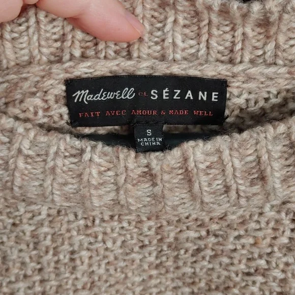 Madewell x Sezane oversized oatmeal beige knit sweater - Picture 2 of 6